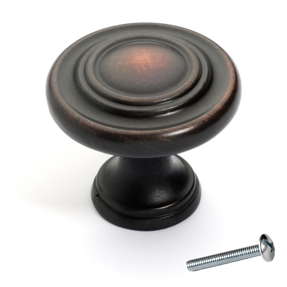 Dynasty Hardware K-81295-10B Three Ring Cabinet Knob, Oil Rubbed Bronze