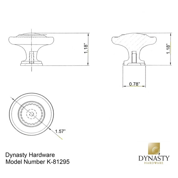 Dynasty Hardware K-81295-FB Three Ring Cabinet Knob, Flat Black