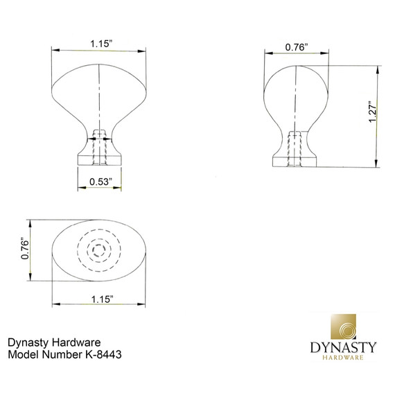 Dynasty Hardware K-8443-10B Egg Cabinet Knob, Oil Rubbed Bronze