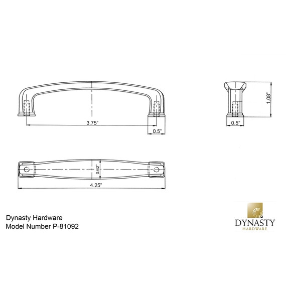 Dynasty Hardware P-81092-12P Cabinet Hardware 3-3/4-Inch CTC Pull, Aged Oil Rubbed Bronze