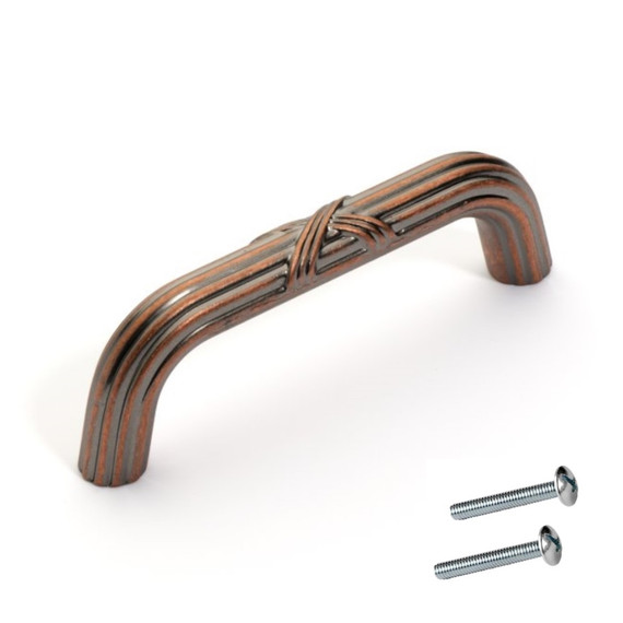 Dynasty Hardware P-82432-AC Ribbon and Reed Cabinet Hardware Pull Antique Copper