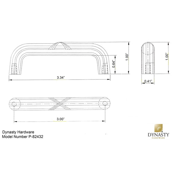 Dynasty Hardware P-82432-AC Ribbon and Reed Cabinet Hardware Pull Antique Copper