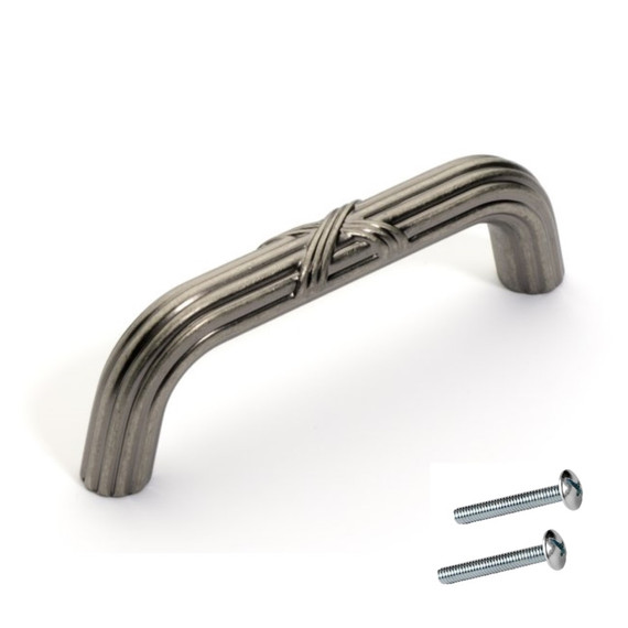 Dynasty Hardware P-82432-AN Ribbon and Reed Cabinet Hardware Pull Antique Nickel