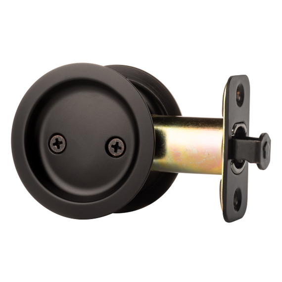 Dynasty Hardware Round Hall/Closet Passage Pocket Door Latch Flat Black