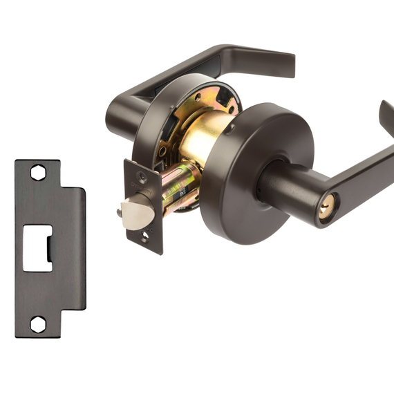 Dynasty Hardware AUG-00-10B Grade 2 Commercial Duty Office Door Keyed Lever Lockset, ADA, Oil Rubbed Bronze