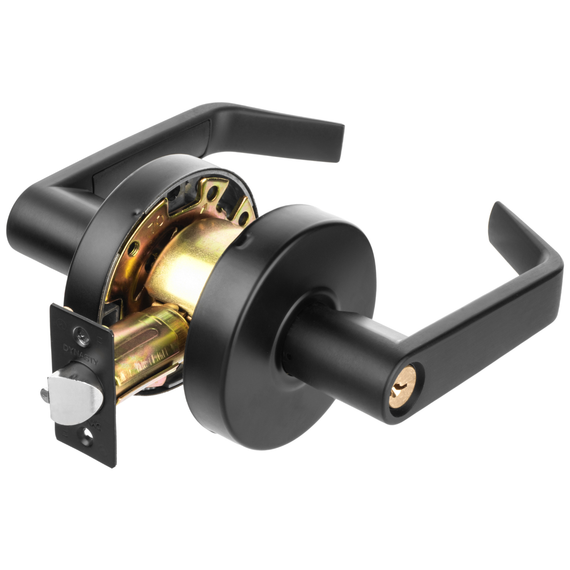 Dynasty Hardware AUG-05-US19 Grade 2 Commercial Duty Storeroom Function Keyed Lever Lockset, ADA, Flat Black Finish