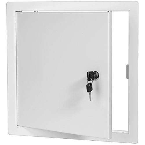 Premier 2002 Series Steel Access Door, 12 x 12 Flush Universal Mount, White (Keyed Cylinder Latch)