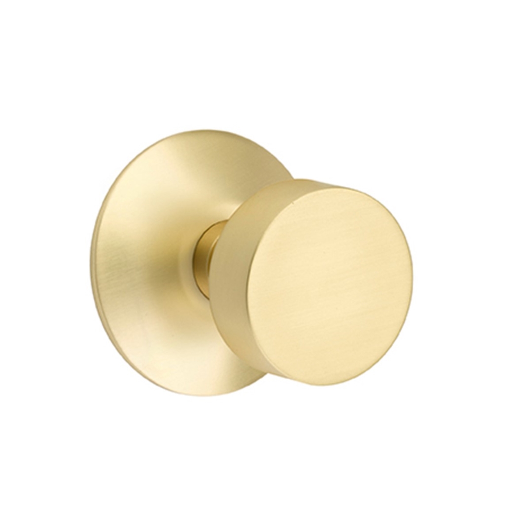 Emtek 5112-ROU-US4 Round Door Knob Passage Set With Modern Rectangular  Rosette Satin Brass 