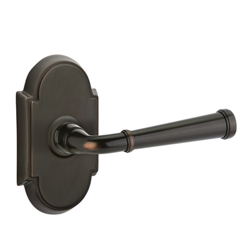 Emtek 8208-ME-US10B Merrimack Door Lever Privacy Set With #8 Rosette Oil  Rubbed Bronze