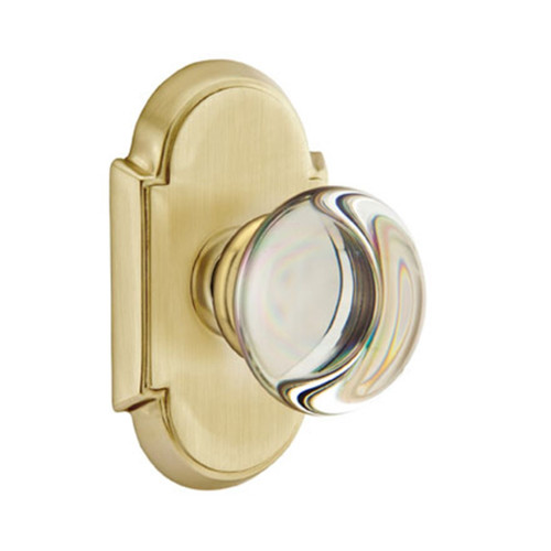 Emtek 8208-PC-US4 Providence Crystal Door Knob Privacy Set With #8 Rosette Satin  Brass 