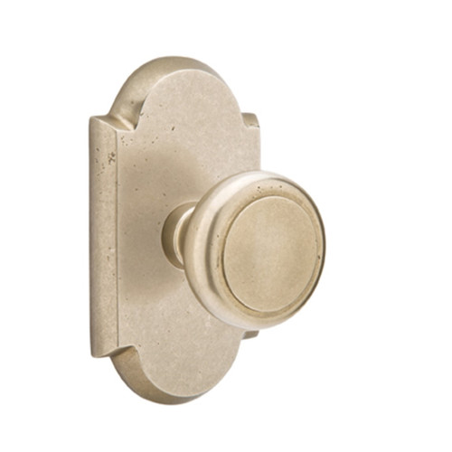 Emtek 7100-BZRN-TWB Round Sandcast Bronze Door Knob Passage Set With #4  Rosette Tumbled White Bronze