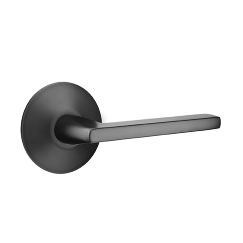 Emtek Helios Lever Handle with Modern Rectangular Rosette in Flat