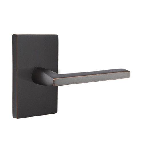 Emtek 5212-HLO-US10B Helios Door Lever Privacy Set With Modern Rectangular  Rosette Oil Rubbed Bronze 