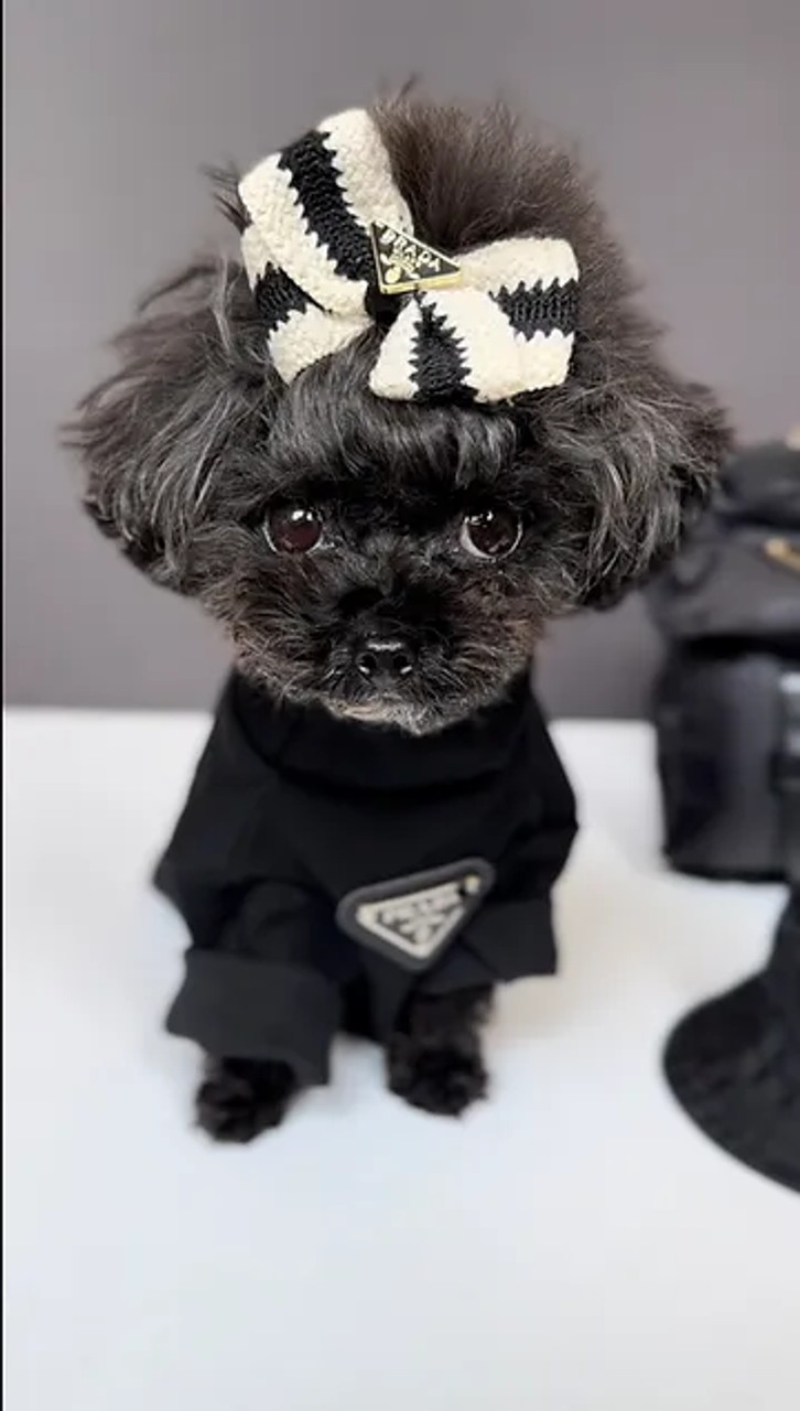 ペット(犬猫)服 Prada Black wool blend dog sweater Black Wool and cashmere pet sweater | PRADA
