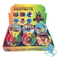 Small Glass Ashtray - Rasta Man # 2 Designs - Pack of 6 [60016] (MSRP $4.00 Each)