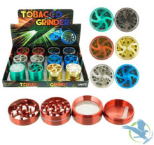 Aluminum Tobacco Grinder with Lighting Top - 4 Parts - 40 mm - Assorted Colors - Display of 12 (MSRP $15.00 each)