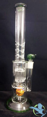 Glass Water Pipe With Ice Catcher And Assorted Percs - 925 grams - 16 Inches - Assorted Colors [K170] (MSRP $70.00)