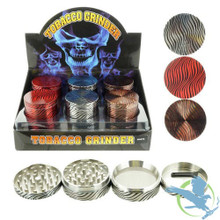 Tiger Stripes Tobacco Grinder - 55mm - 4 Parts - Assorted Colors - Display of 12 [GR104-55CC] (MSRP $15.00 Each)