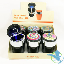 Car Ashtray With LED - Assorted Designs - Display of 6 [70339] (MSRP $8.00 Each)