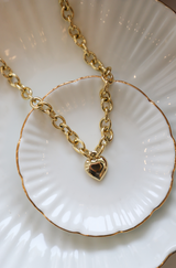 Large Link Heart Necklace - Gold
