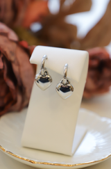 Large Link Heart Earrings - Silver