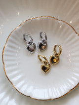 Large Link Heart Earrings - Gold