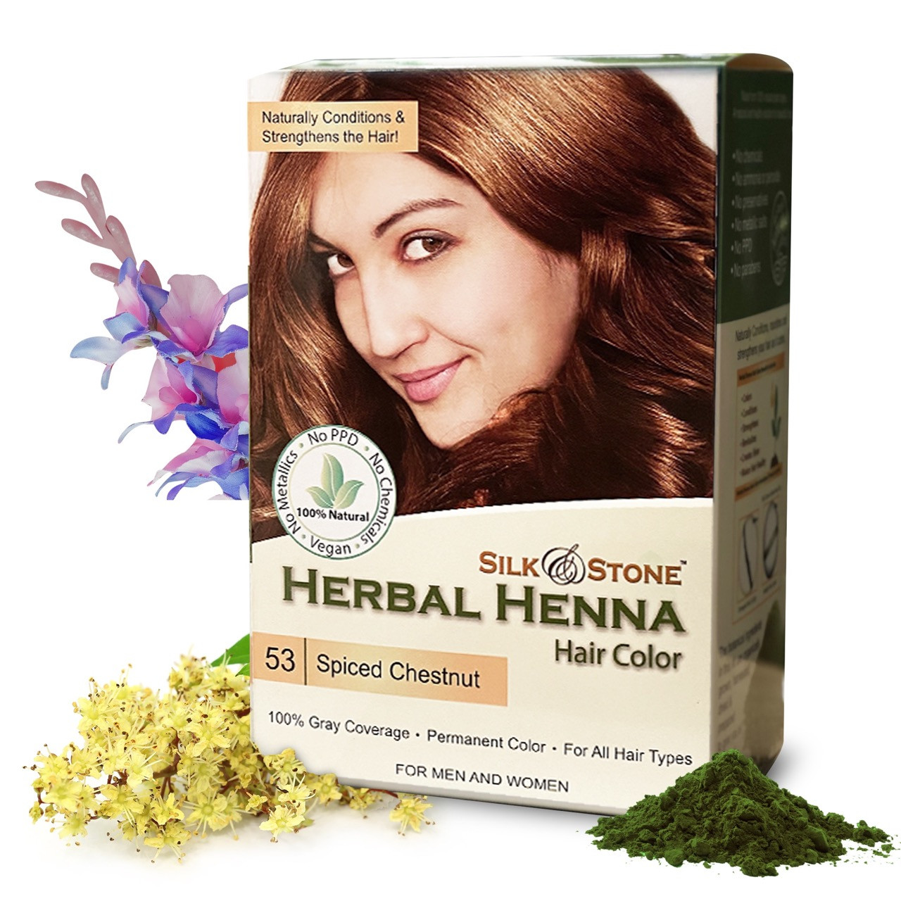 Herbal Henna Hair Color #53: Spiced Chestnut- Henna Hair Dye