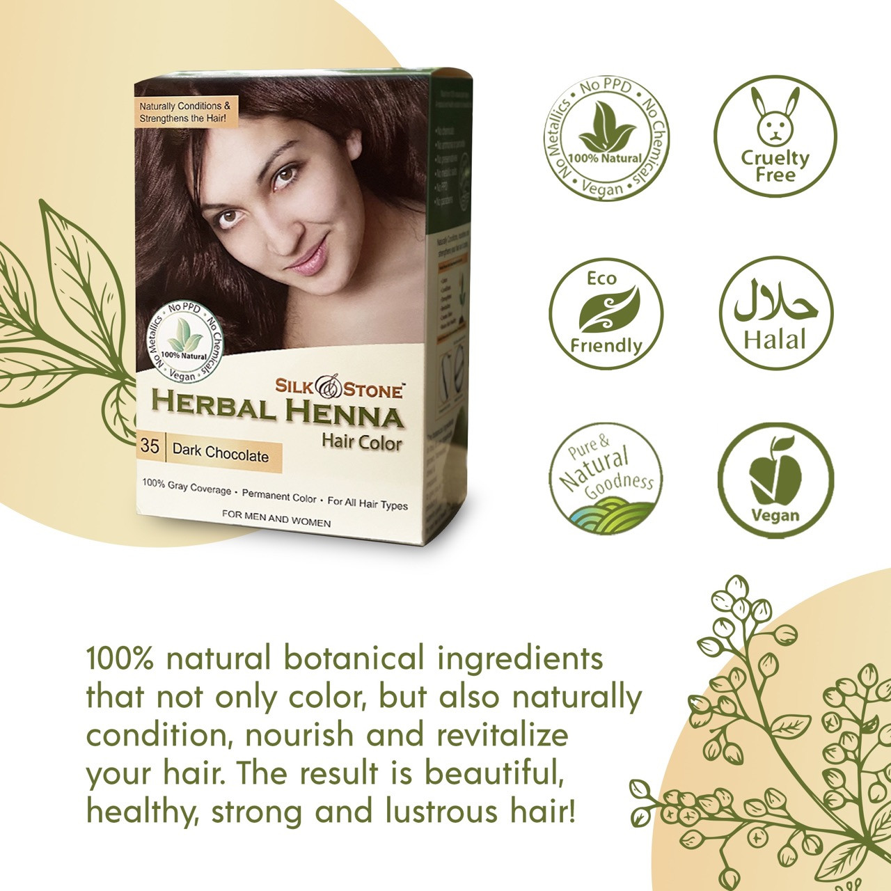 Herbal Henna Hair Color #35: Dark Chocolate (Dark Brown