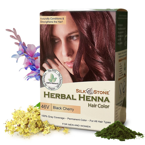 Silk & Stone Herbal Henna Hair Dye #46V: Lustrous Red- All Natural, Organic