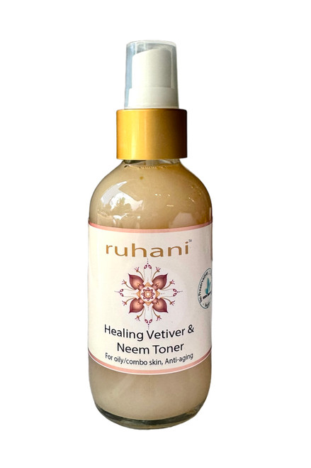 Ruhani Healing Vetiver and Neem Toner for clear and healthy skin.
