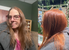 Before-and-after of hair colored with the pure henna powder