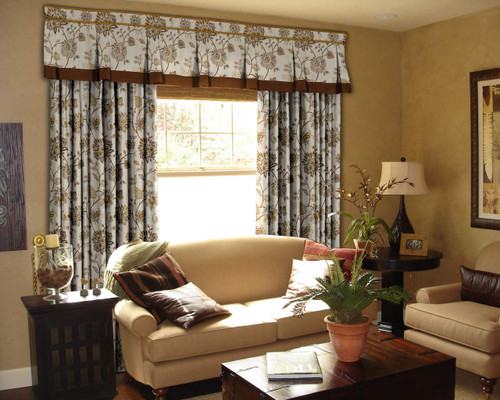 Custom-made Box Pleat Valance and Panels Set - CAMBRIDGE