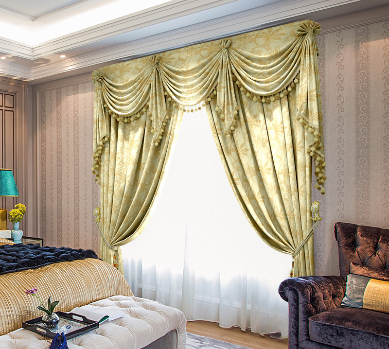 Custom-made Swag Valance and Panels Set - SPRING FANFARE