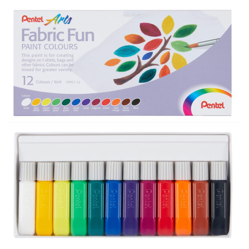 Pentel Fabric Paint Colours 12 colours/box