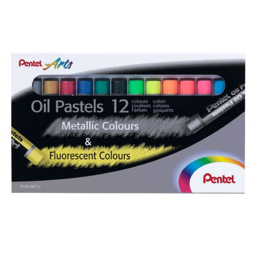 Pentel Oil Pastels Metallic and Fluorescent 12 Colours/box PHN-MF12