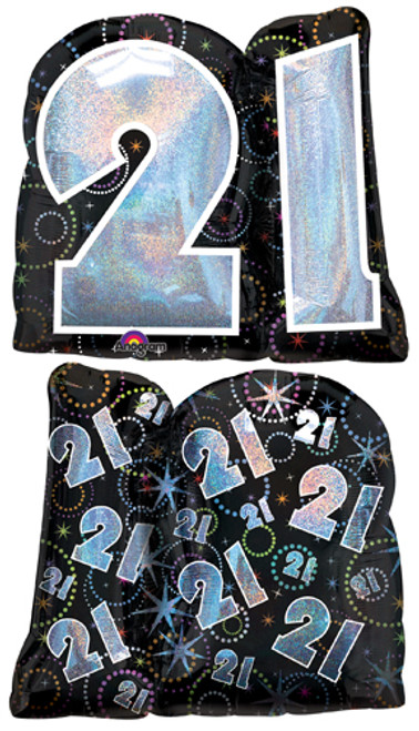 27" A Time To Party 21 Holographic Super Shape Balloon