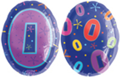 20" Number 0 Multi-color Junior Shape Balloon