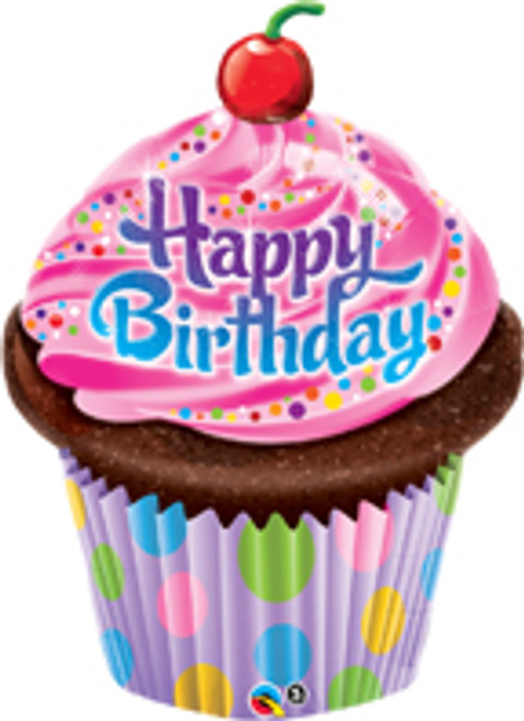 38" Happy Birthday Frosted Cupcake Super Shape Balloon