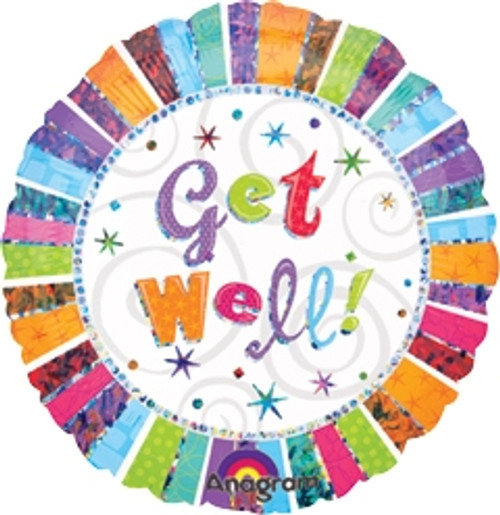 18" Get Well Radiant Prismatic Balloon