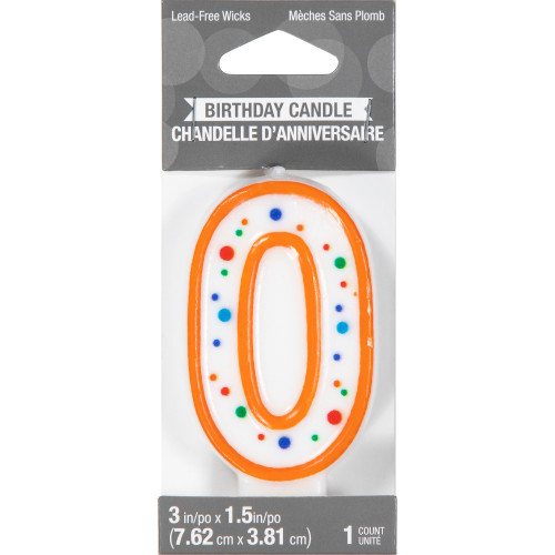 Polka Dot Numeral 0 Birthday Candle