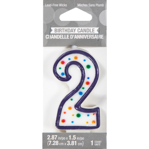 Polka Dot Numeral 2 Birthday Candle