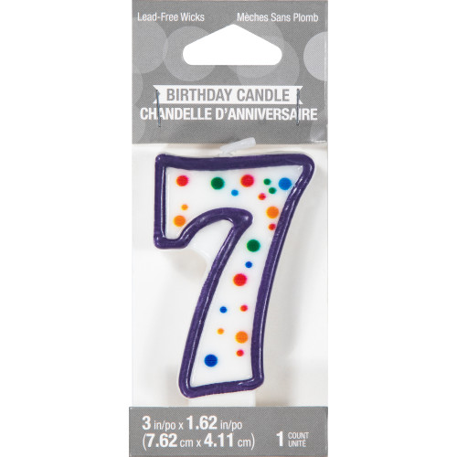 Polka Dot Numeral 7 Birthday Candle