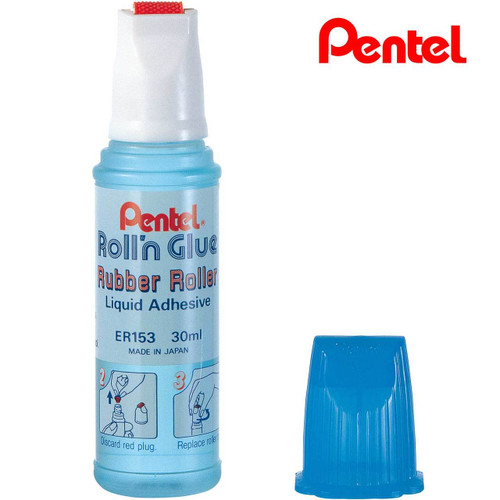 Pentel Roll'n Glue Rubber Roller Blue ER153-S 