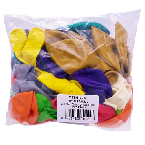 12" Metallic Latex Balloon Assorted Colors 50pcs/pack 12" Metallic Latex Balloon Assorted Colors 50pcs/pack