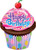 38" Happy Birthday Frosted Cupcake Super Shape Balloon