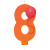 Number 8 Orange Birthday Candle with Balloon