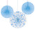 Light Blue 12" & 16" Solid Polka Dot Paper Fans