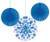 Blue 12" & 16" Solid Polka Dot Paper Fans