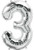 NorthStar 14" Number 3 Silver Uninflated Mini Shape Balloon
