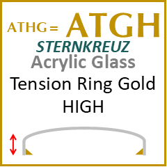Glass, Acrylic High with Gold Tension Ring (ATGH = ATHG) Size 324